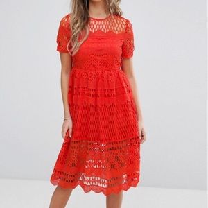 ASOS BooHoo corded lace laser cut dress